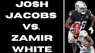 RAIDERS RB ROOM LOOK: Josh Jacobs vs. Zamir White | The Sports Brief Podcast