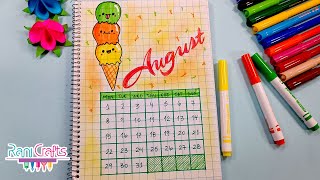 DIY - August Calendar - Bullet journal, decoration, organization ideas.