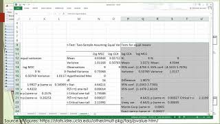 Biostatistics: Lesson 6 : Comparative statistics - two groups testing in Excel and PAST