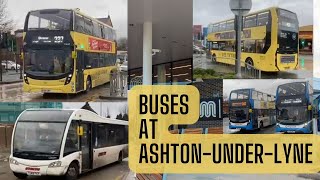 Buses in Ashton-under-Lyne Bus Station before Tranche 3 Bee Network! 21/12/2024