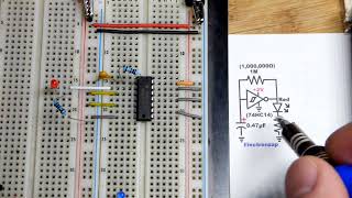 Only 2V low power LED flasher 74HC14 schmitt trigger inverter IC Learning Electronics Shorts 109