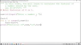 Python Programs - Factorial number Using for loop