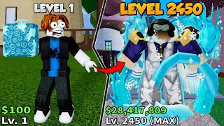 LEVEL 1 noob got ICE FRUIT and reached MAX LEVEL | Blox Fruits