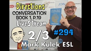 #294 Hotel Talk (book 1, p.19) | Mark Kulek ESL LiveStream Lesson - Learn English