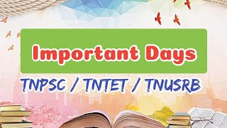 Important Days / TNPSC /TNTET / TNUSRB #MyFirstShorts #shorts