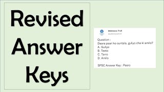 Revised Answer Keys by SPSC.