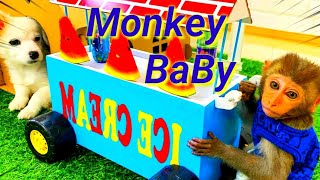 Monkey Baby BoBo doing shopping in Kinder Joy eggs store and eat watermelon #monkey | Happy Home