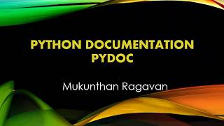 Python Documentation Pydoc