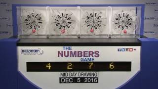 Midday Numbers Game Drawing: Monday, December 5, 2016