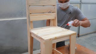 Amazing Pallet Woodworking Techniques // How To Make A Simple Chair For Beginners // Woodworking