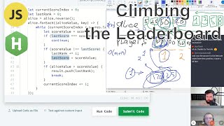 [Medium] Climbing the Leaderboard (Hackerrank, javascript, arrays, 2 pointers)