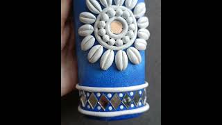 Clay Bottle Art🔷 #shorts #diy #craft #youtubeshorts #bestoutofwaste