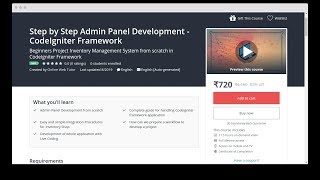 Udemy Course - Step by Step Admin Panel Development In CodeIgniter Framework | Inventory System