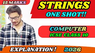 Strings in Java One Shot | ICSE Class 10 Computer | Full Chapter Revision + Important Programs 2026