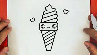 كيف ترسم ايس كريم كيوت خطوة بخطوة / رسم سهل / تعليم الرسم للمبتدئين || cute ice cream drawing