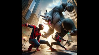 🕷️ Miles Morales & Peter Parker VS Rhino | 4k Fight | Sipder Man Miles Morales