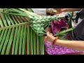 ep 4 สานทางมะพร้าวรูปหัวใจ แบบน่ารักๆ weave heart shaped coconut leaves