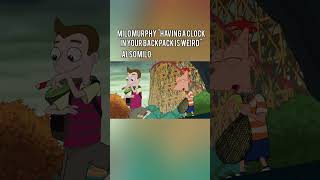 Milo Murphy's Law #backpack #cartoons He thinks keeping a clock in your backpack is weird huh...