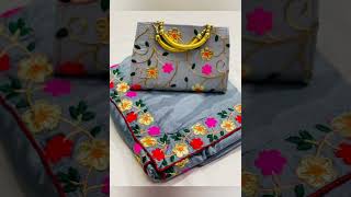 @*DOLA FABRIC WITH BHEAVY GOTA PATTI BORDER WITH GOTA PATI PURSE WITH BLOUSE*