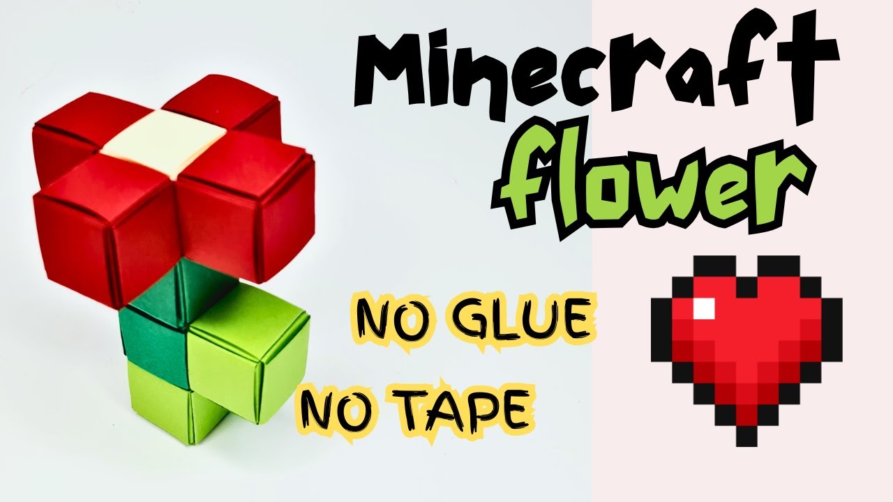 Diy Minecraft Flower With Paper Cubes No Glue No Tape Easy