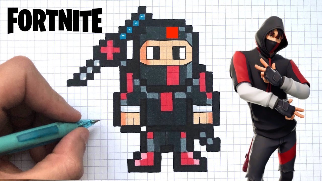 HOW TO DRAW IKONIK PIXEL ART SKIN FORTNITE - YouTube