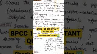 BPCC 111 important questions IGNOU psychology #shorts #shortsfeed #motivation #ignouexam #bpcc