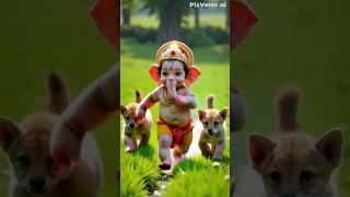 Bappa \u0026 cubs #cubs #lion #cute #love #puppy #fun #bappa#ganesh#dj#remix#marathi#shortsfeed#youtube