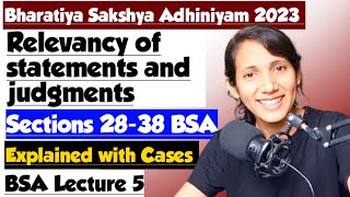 BSA Lecture 5 | Section 28 to 38 Bharatiya Sakshya Adhiniyam 2023 with cases