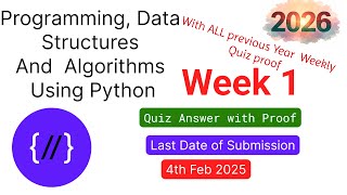 Programming, Data Structures And Algorithms Using Python | Week 1 Quiz 2026|With Proof