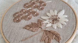 刺繍｜ベージュと生成りの花｜Hand embroidery｜Beige and Ecru flower