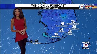 Wind chill in South Florida: Low 40s Saturday, 30s Sunday