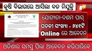 ଆସିଲା କୃଷି ବିଭାଗରେ ବଡ ନିଯୁକ୍ତି || Total Post- 641 || 10th Pass Odisha Govt Job || All Eligibility