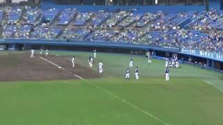 5月13日 中日 松井雅人 試合前練習で雄平の暴投が顔にあたり倒れる