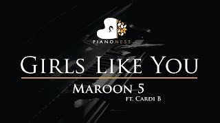 Maroon 5 - Girls Like You ft. Cardi B - Piano Karaoke / Sing Along / Cover with Lyrics