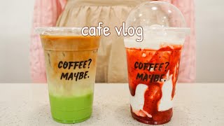 ENG) CAFE VLOG | strawberry and matcha 💚💖💚💖💚 | COFFEE MAYBE | Philippines ASMR no bgm