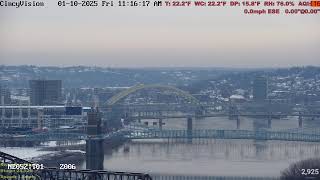 Cincinnati Skyline, Ohio River, Brent Spence Bridge - Livestream from Covington, Kentucky