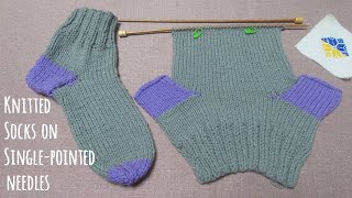 How to knit socks on two needles [ Single-pointed needles}