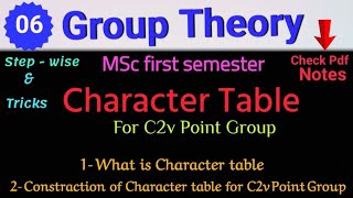 Character table for C2v Point Group #mscchemistrynotes #grouptheory #mscnotes  @itschemistrytime