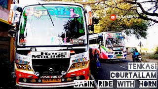 Courtallam Road Trip with mild rain🌧 INDIAN HORN #tourbus |Ashok Leyland engine sound | On Road TN30