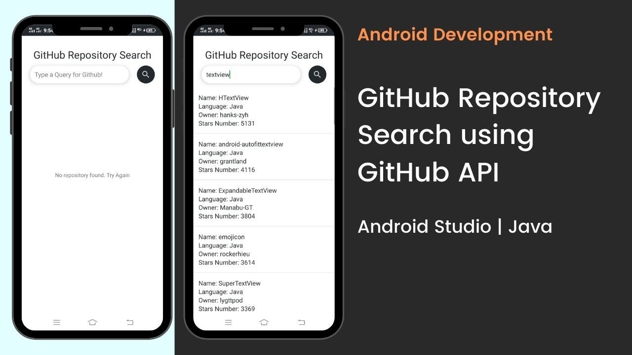 Github Repository Search Using Github Search Api Android Studio