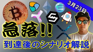 BTC急落！！！ターゲット到達で安易に買ってはいけない。ちゃんと○○を見ましょう。【ビットコイン、イーサリアム、ネム、リップル、BCH、ADA、IOST、BNB、LTC、ENJ】