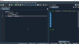Python 10: While loops to print the numbers from 5 to 50 incrementing by 5 each round.