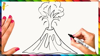 How To Draw A Volcano Step By Step 🌋 Volcano Drawing Easy