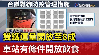 雙鐵運量開放至8成 車站有條件開放飲食