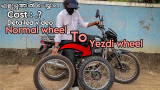 Splendor normal wheel changing to yezdi wheel malayalam🙌||easy to change||cost💰and detailed video