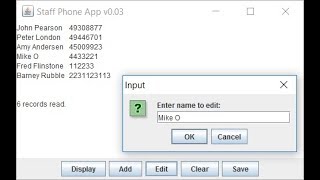 Java - ArrayList - StaffPhoneGUI - Part 3 - Edit, auto-save, etc