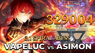 DILUC C6 VAPORIZES ASIMON DORITO BOSS BEFORE IT CAN DISAPPEAR - 3.1 SPIRAL ABYSS 12-3-2