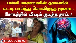 பள்ளி மாணவனின் தலையில் ஈட்டி பாய்ந்து செயலிழந்த மூளை..சோகத்தில் விஷம் குடித்த தாய்..!