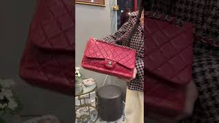 Chanel Red Lizard Classic Double Flap Jumbo Bag