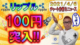 【仮想通貨ビットコイン＆アルトコイン分析】リップルがついに100円台に突入!!どこまで伸びる!?ビットコインは大事な局面、抜けたら目指せ1,000万円!!